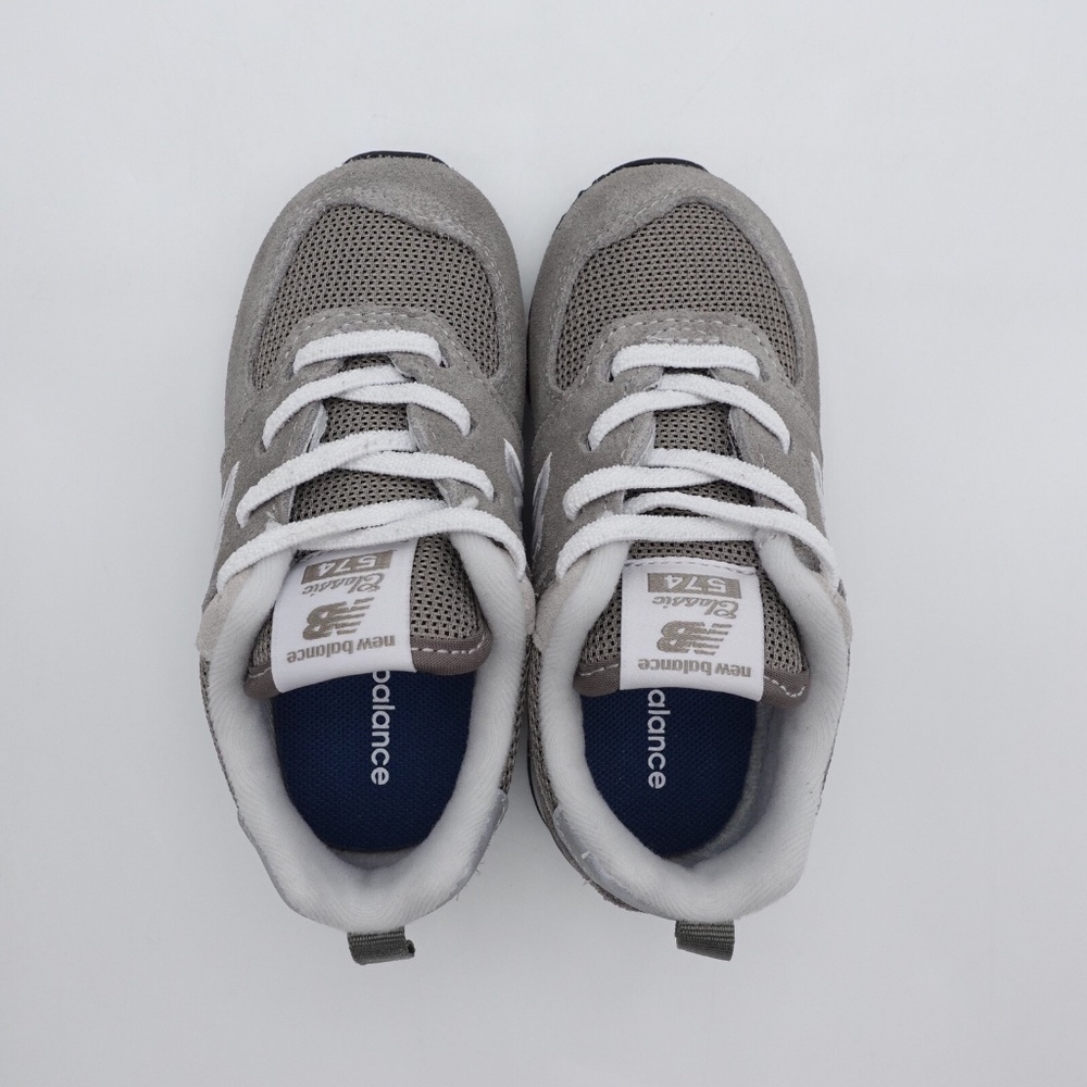 NEW New Balance 574 Stretch Lace Sneakers ID574EVG Gray/White - Picture 3 of 15